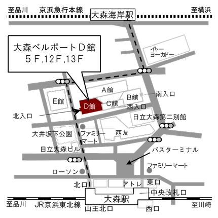 JR大森駅からの地図