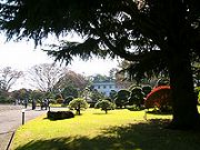 晩秋の日差しあふれる本館前の庭園の様子です