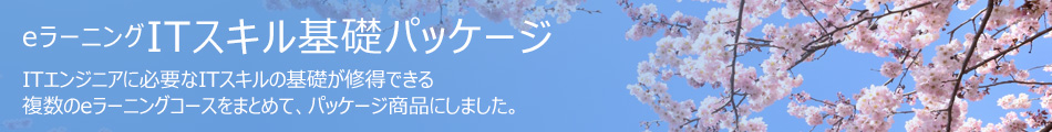eラーニングITスキル基礎パッケージ　ITエンジニアに必要なITスキルの基礎が修得できる複数のeラーニングコースをまとめて、パッケージ商品にしました