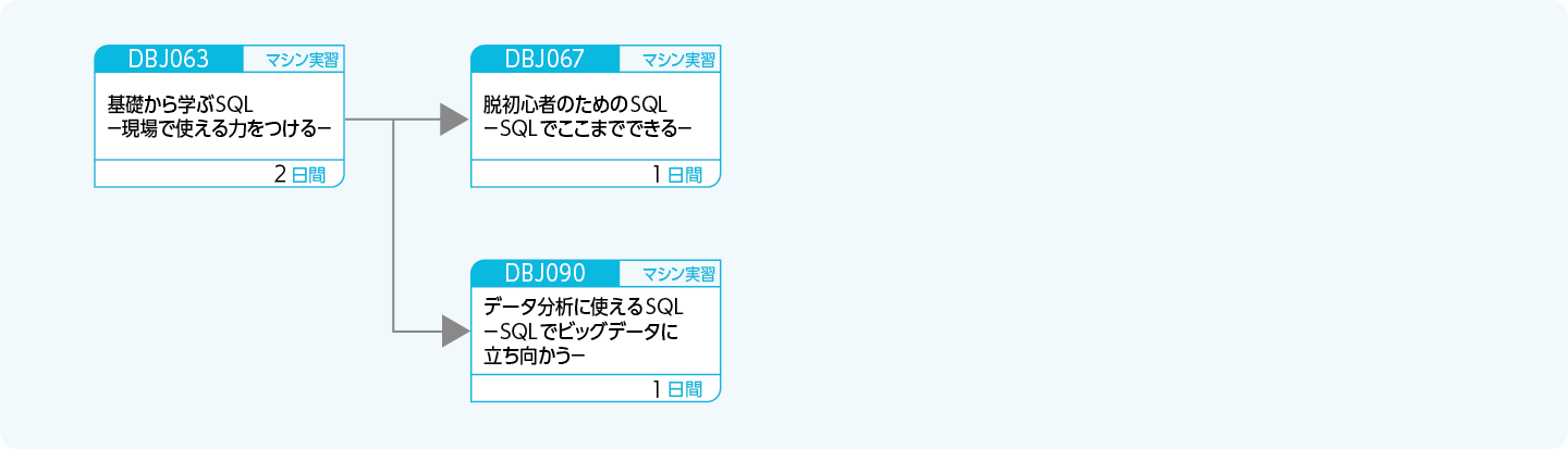 ビッグデータの分析に役立つSQLを修得したい方のコースフロー