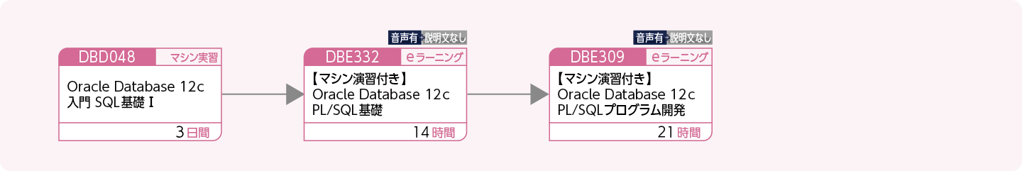 Oracleを使用してPL/SQLによるアプリケーションを開発する方のコースフロー