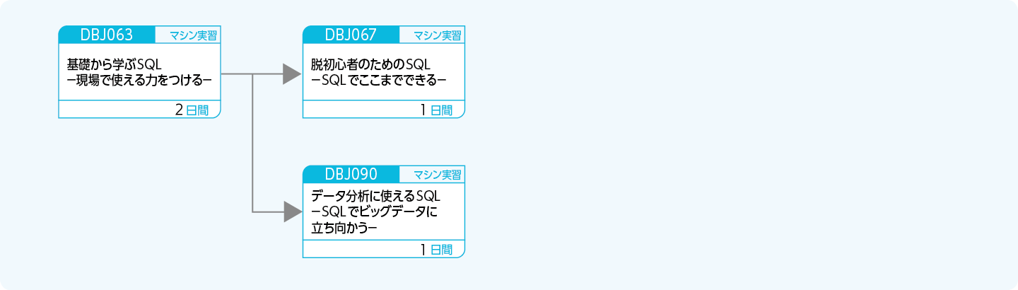 ビッグデータの分析に役立つSQLを修得したい方のコースフロー