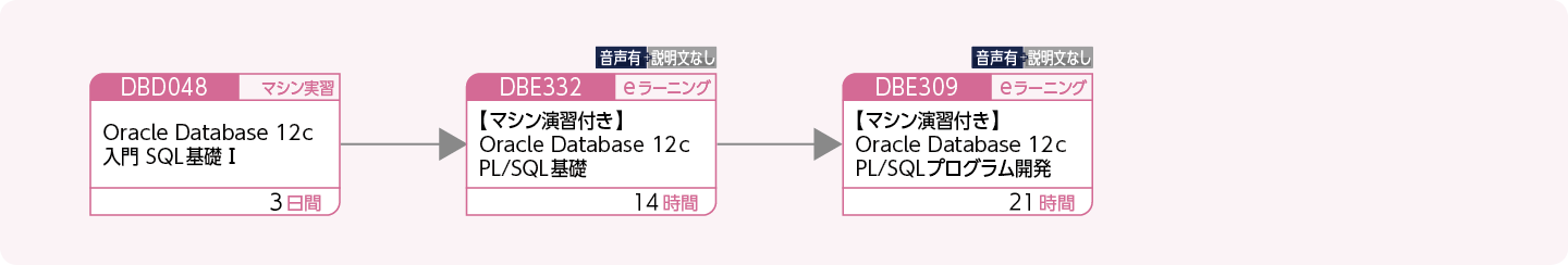 Oracleを使用してPL/SQLによるアプリケーションを開発する方のコースフロー