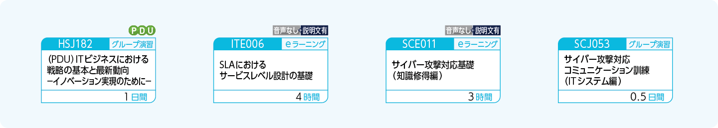 事業戦略を立案するためのビジネスフレームワークの活用や、サービスデザイン、リスクマネジメントを実践したい方のコースフロー