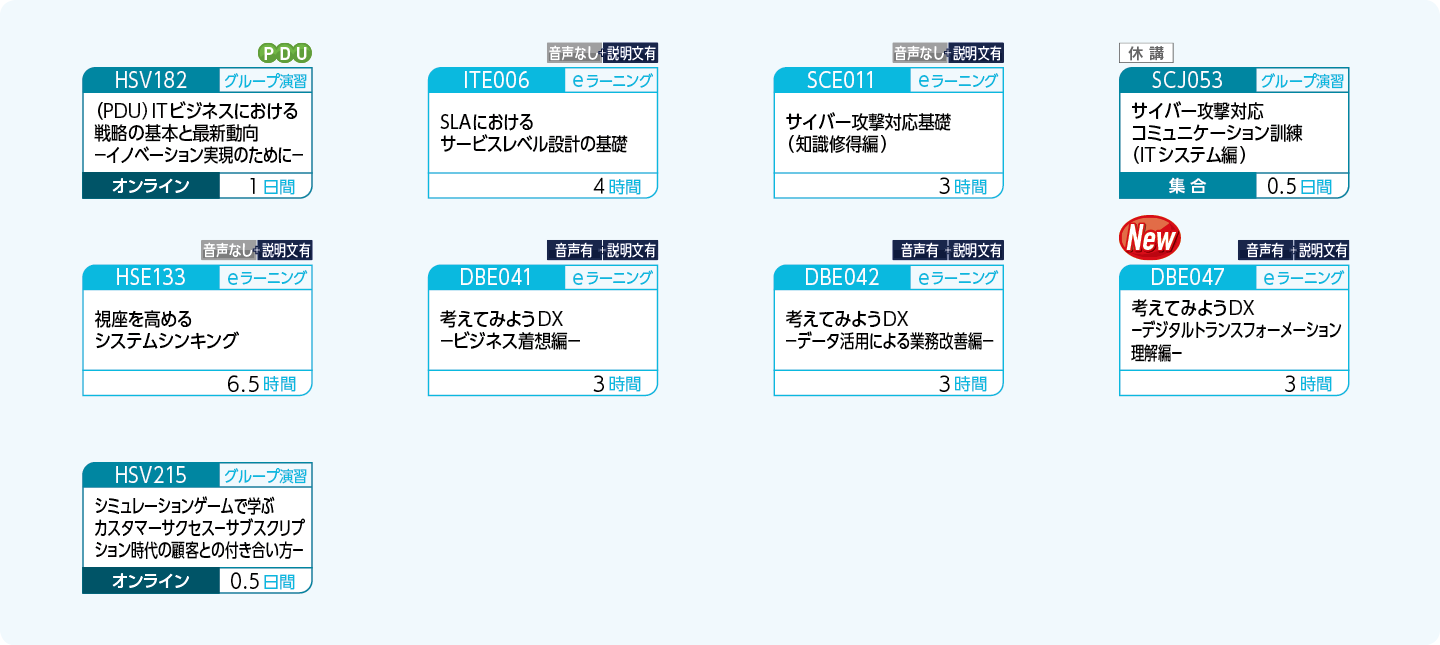 事業戦略を立案するためのビジネスフレームワークの活用や、サービスデザイン、リスクマネジメントを実践したい方のコースフロー