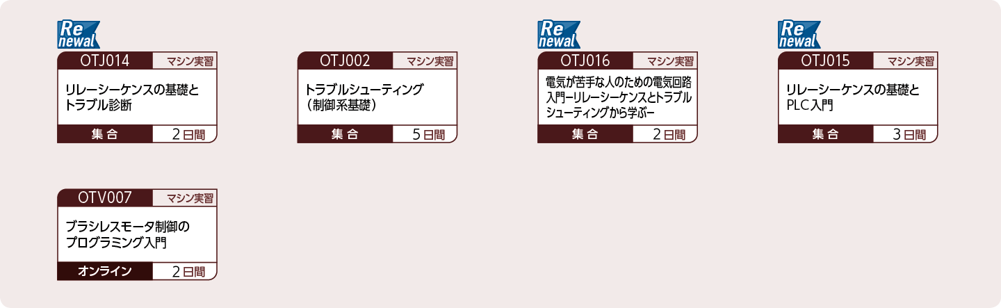 自動化設備の運用・保守に関する電気と制御の基礎知識を修得したい方のコースフロー