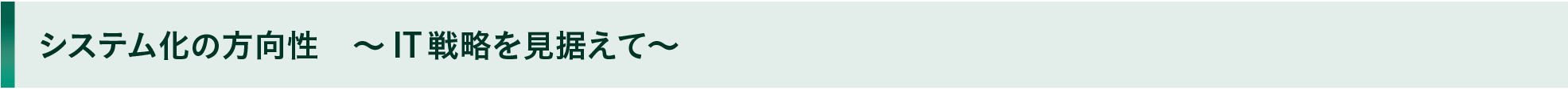 システム化の方向性　～ IT戦略を見据えて～