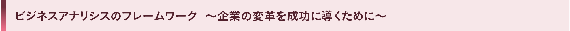 ビジネスアナリシスのフレームワーク ～企業の変革を成功に導くために～
