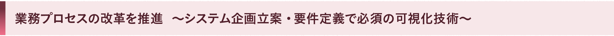 業務プロセスの改革を推進 ～システム企画立案・要件定義で必須の可視化技術～