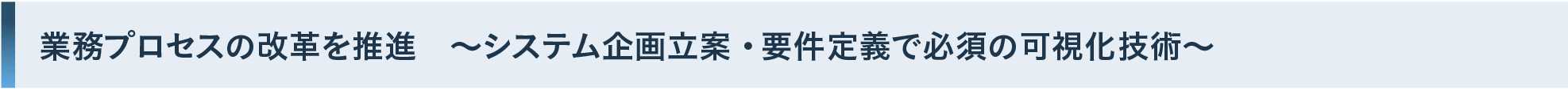 業務プロセスの改革を推進 ～システム企画立案・要件定義で必須の可視化技術～