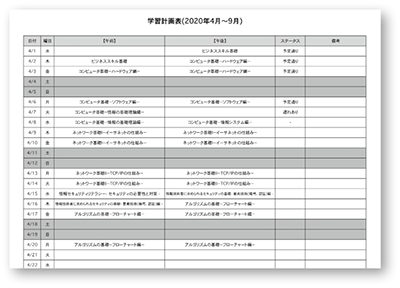 学習計画表